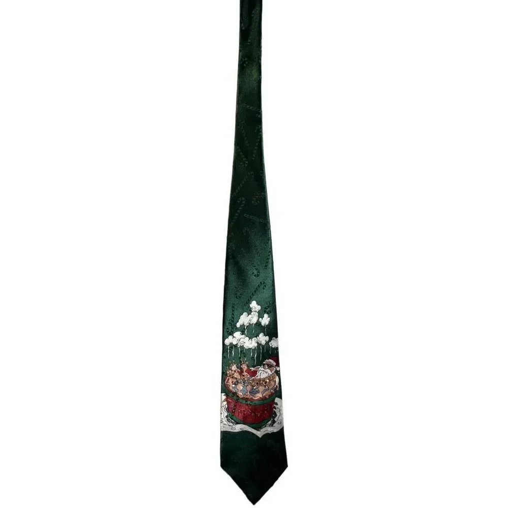 Vintage Yulie Tie Greetings Santa Hot Tub Tie